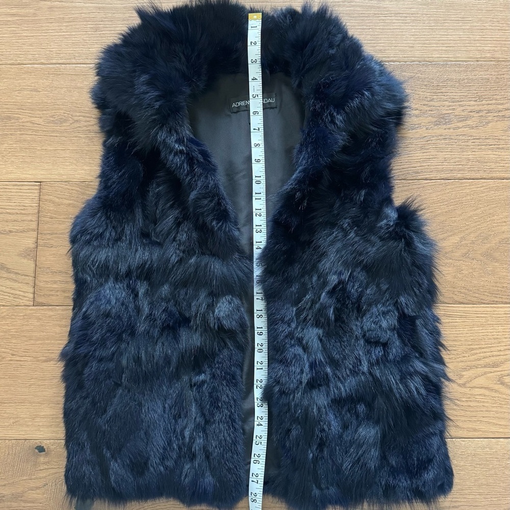 Adrienne Landau Rabbit & Fox Fur Dyed Vest - Midnight Blue - Size S - Like New - Picture 6 of 12